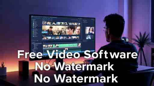 Free video editing software without watermark displayed on a computer screen with editing timeline and tools