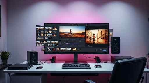 video editing software interface on computer screen