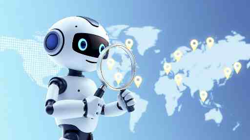 3D illustration of an AI assistant finding remote internship opportunities for students across the globe.
