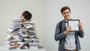Comparison showing how ChatGPT prompts save time and reduce stress for university students.