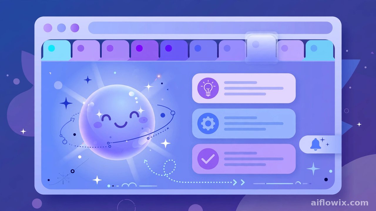 ChatGPT Chrome tab control update — friendly AI assistant inside a browser full of open tabs