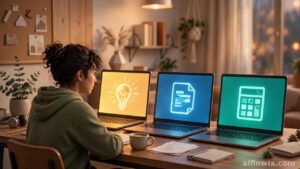 ChatGPT vs Gemini vs Claude for students: student comparing three AI tools for different study tasks
