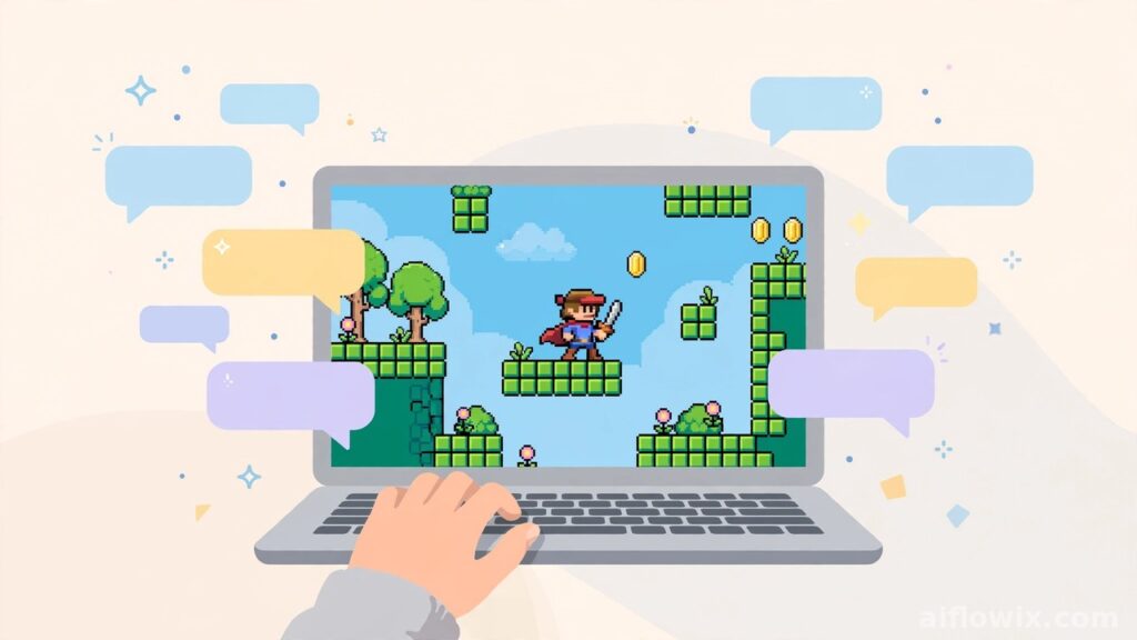 Google Playground AI game maker turns text prompts into a playable pixel game on a laptop