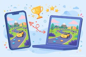 Sharing a browser game built with Google Playground AI game maker across phone and laptop with leaderboards