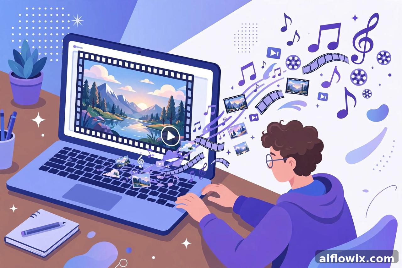 InVideo AI text to video feature 2026 — creator editing an AI generated video on a laptop