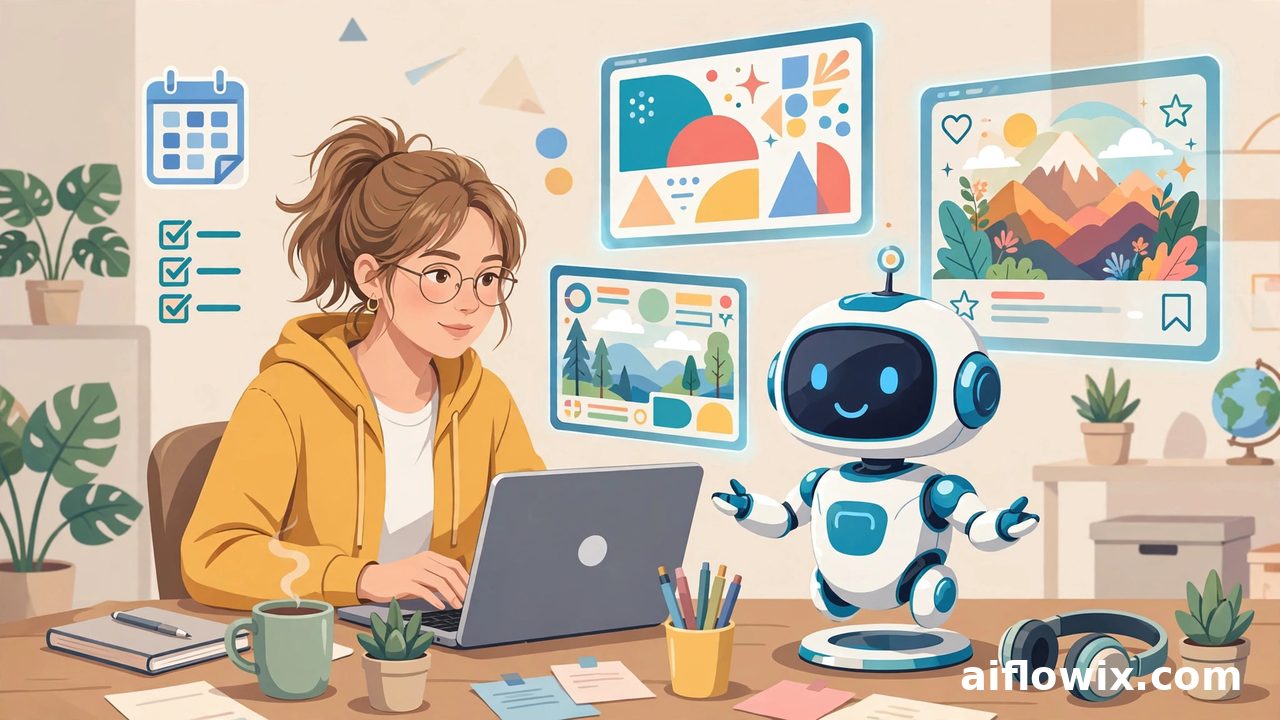 Freelancer using Meta Muse AI agent to draft social media posts and ad designs