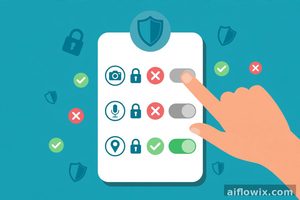 Hand turning off app permission toggles with padlocks on a phone screen — protect your Meta Muse privacy