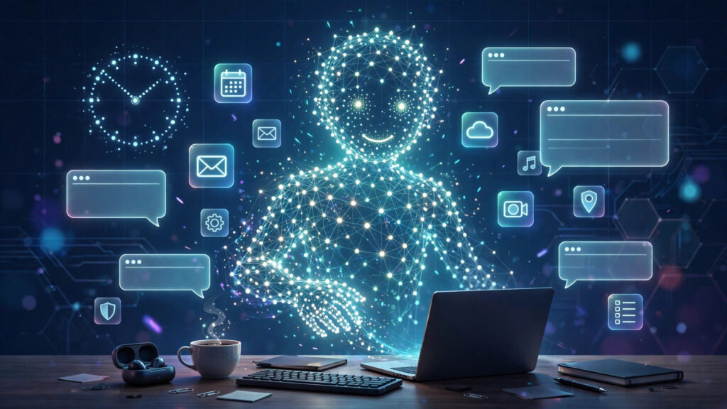 OpenAI dots always-on AI assistant announcement illustration showing a personal AI agent working around the clock