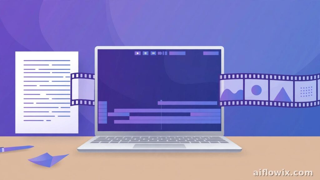 Pictory AI review 2026 – text-to-video dashboard on a laptop screen